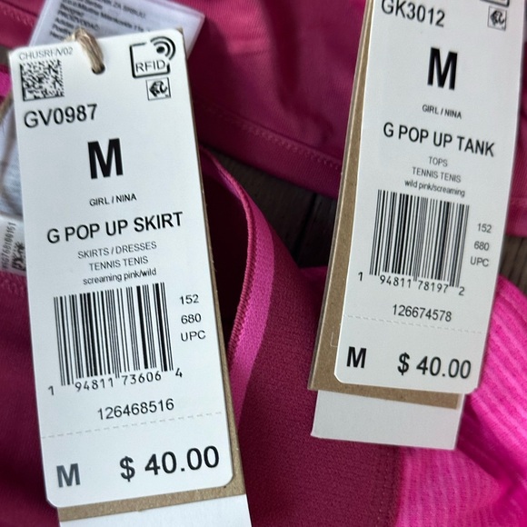 Adidas Girls Tennis Skirt & Tank Outfit Set Pink Size Medium New with Tags - Picture 5 of 5